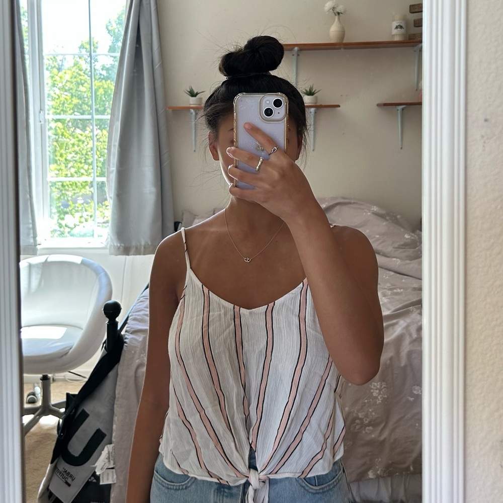 PINK AND WHITE STRIPED TANK